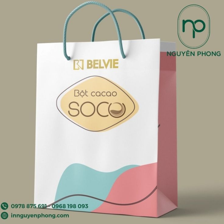 Mẫu túi giấy đồng bộ đi kèm hộp đựng cacao 